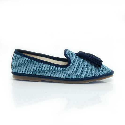 Figini - Slip - on Friulane con Fiocchetti in Rafia Azzurro - Figini Milano