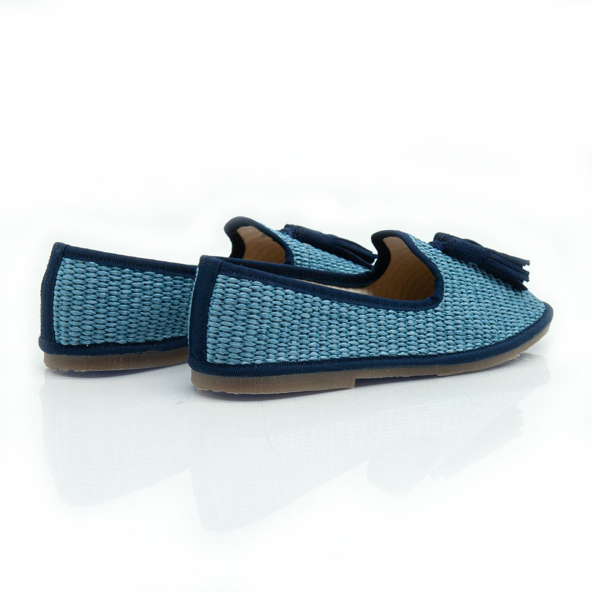 Figini - Slip - on Friulane con Fiocchetti in Rafia Azzurro - Figini Milano