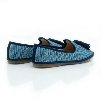 Figini - Slip - on Friulane con Fiocchetti in Rafia Azzurro - Figini Milano