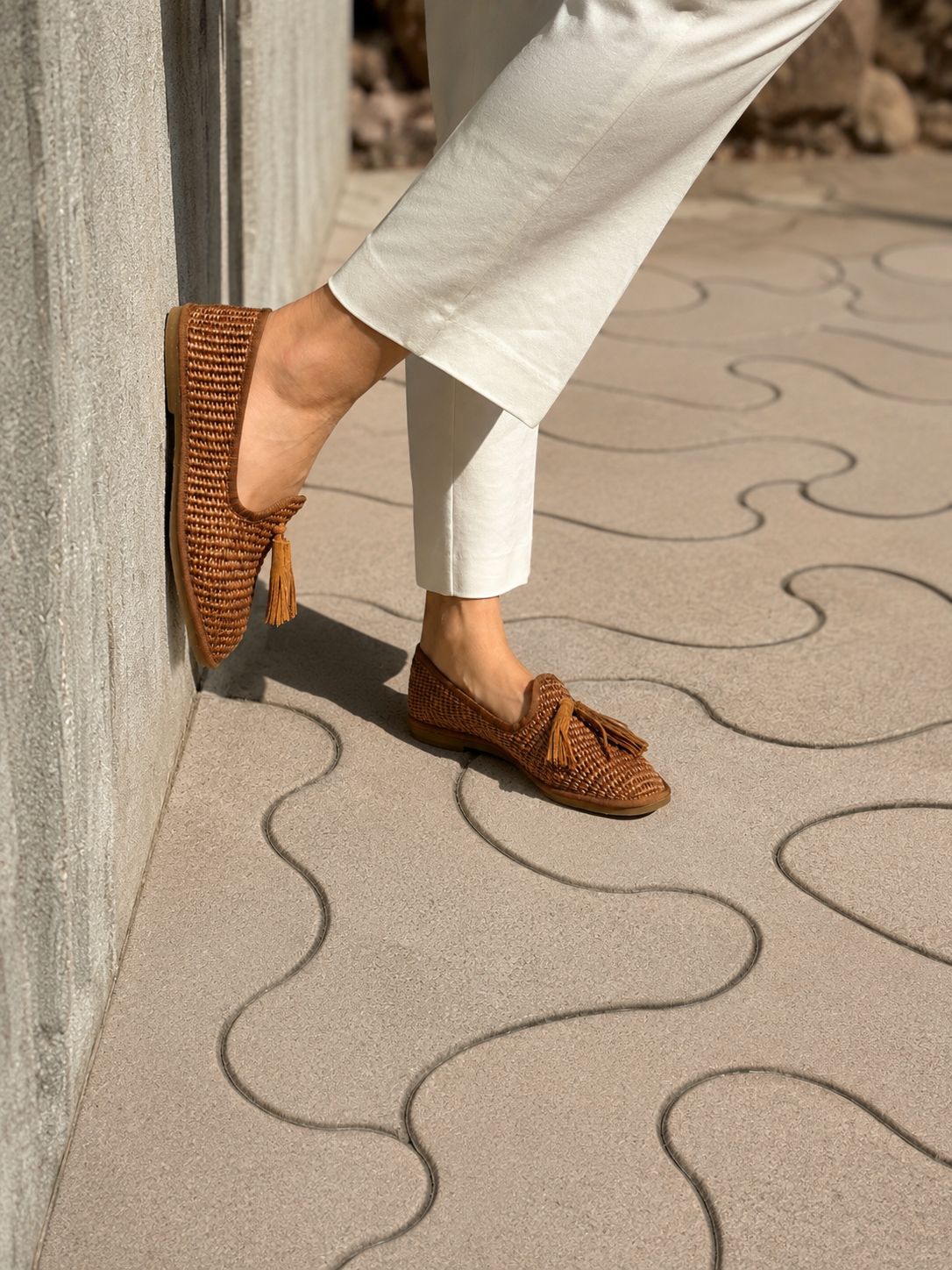Figini - Slip - on Friulane con Fiocchetti in Rafia Cuoio - Figini Milano