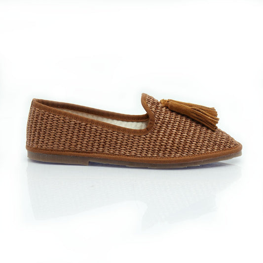 Figini - Slip - on Friulane con Fiocchetti in Rafia Cuoio - Figini Milano