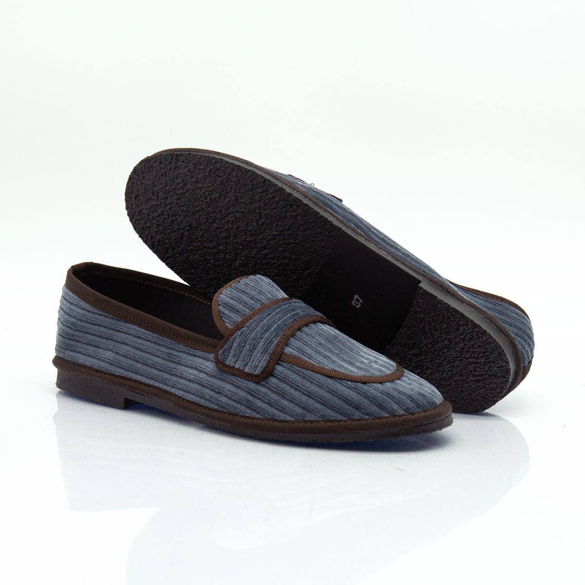 Figini - Slip-on Friulane in velluto a coste grigio - Figini Milano