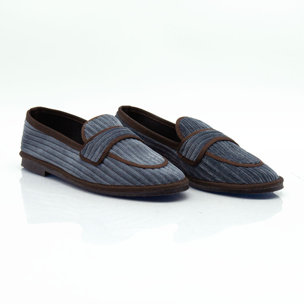 Figini - Slip-on Friulane in velluto a coste grigio - Figini Milano