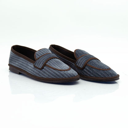 Figini - Slip-on Friulane in velluto a coste grigio - Figini Milano