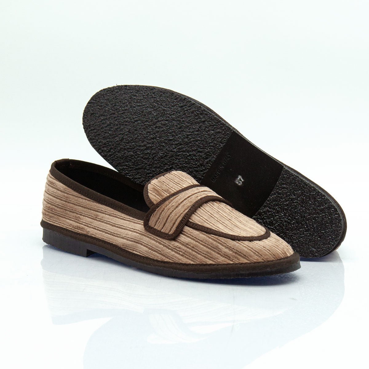 Figini - Slip-on Friulane in velluto a coste taupe - Figini Milano