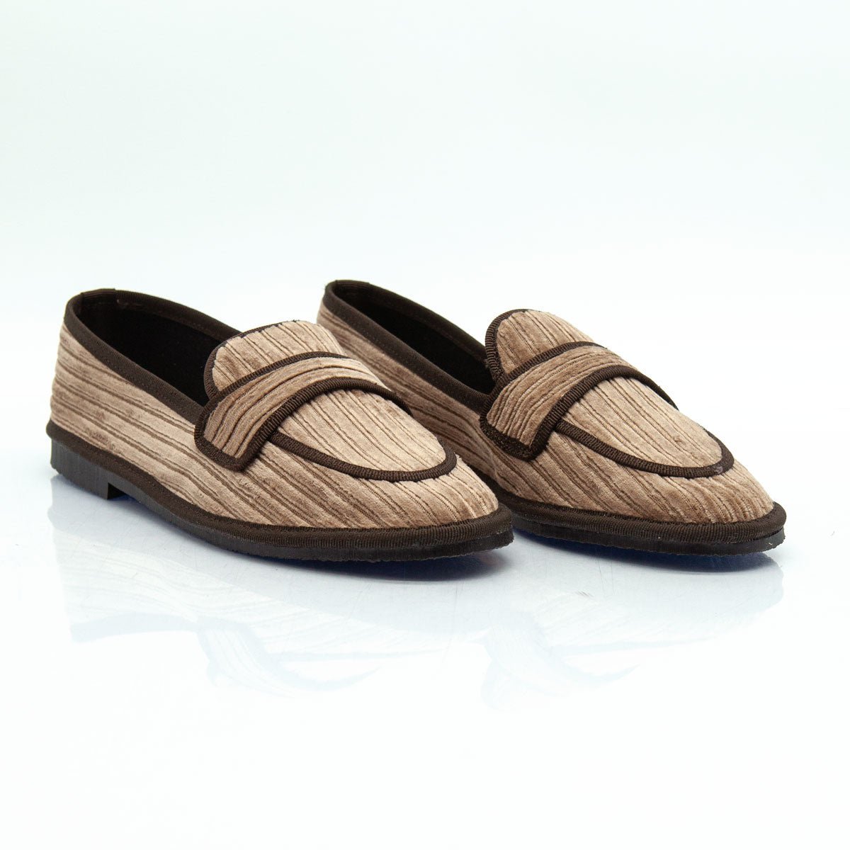 Figini - Slip-on Friulane in velluto a coste taupe - Figini Milano