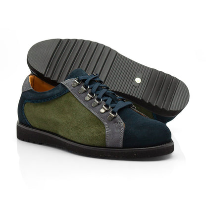 Figini - Sneakers allacciate in camoscio blue e verde - Figini Milano
