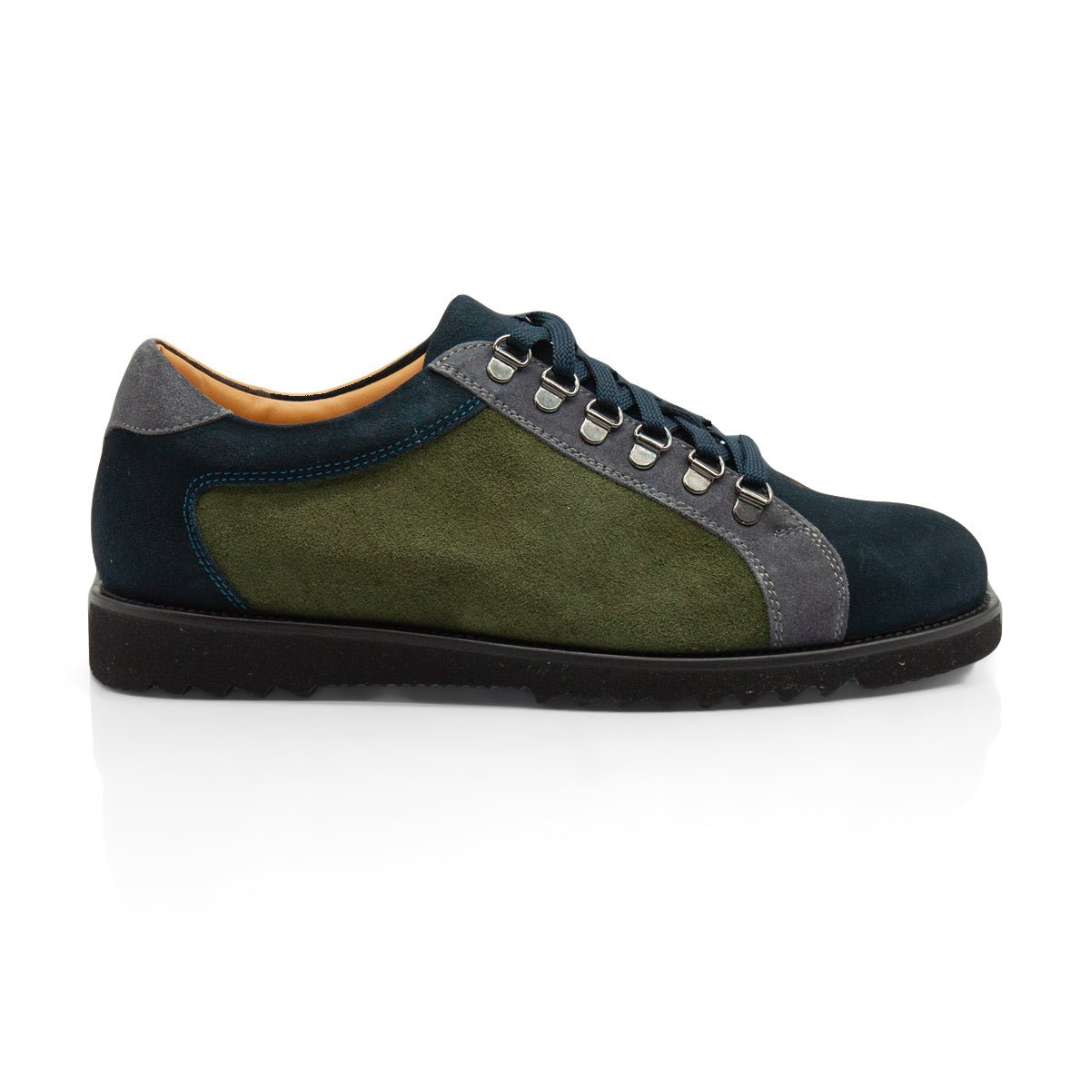 Figini - Sneakers allacciate in camoscio blue e verde - Figini Milano