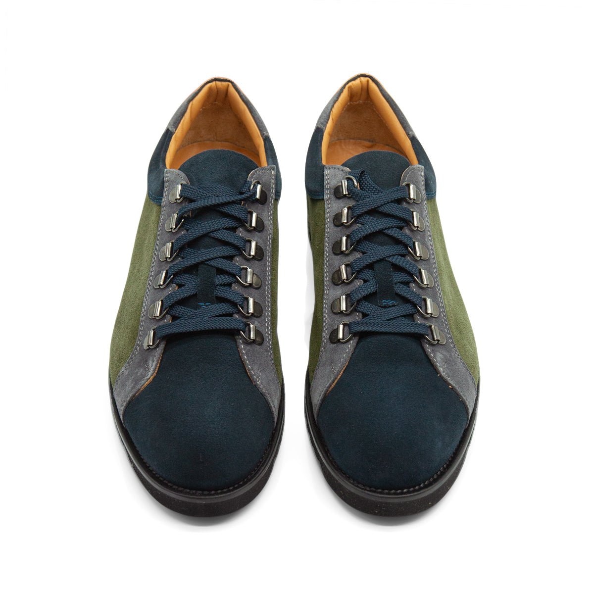 Figini - Sneakers allacciate in camoscio blue e verde - Figini Milano
