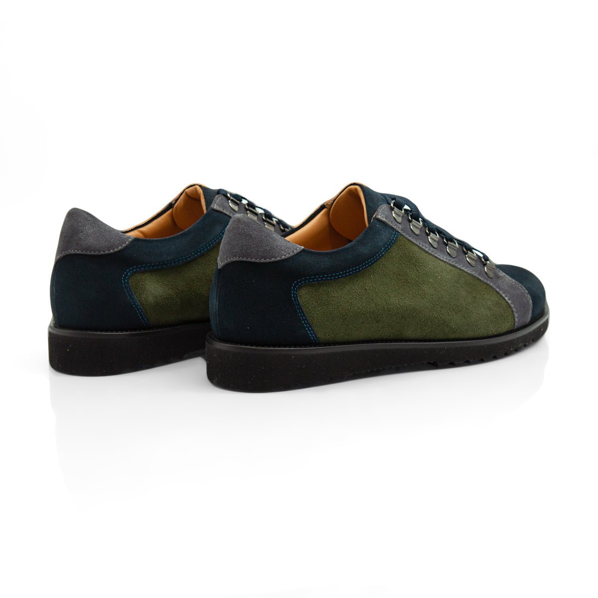 Figini - Sneakers allacciate in camoscio blue e verde - Figini Milano