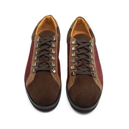 Figini - Sneakers allacciate in camoscio bordeaux e testamoro - Figini Milano