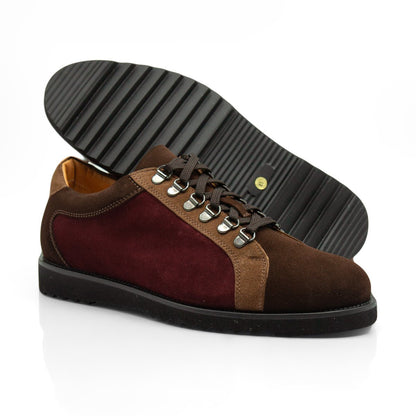Figini - Sneakers allacciate in camoscio bordeaux e testamoro - Figini Milano