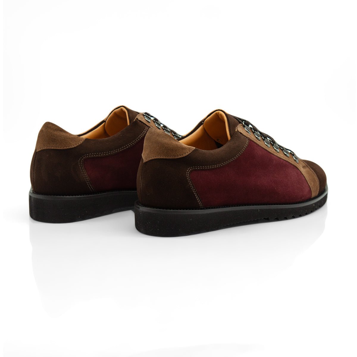 Figini - Sneakers allacciate in camoscio bordeaux e testamoro - Figini Milano