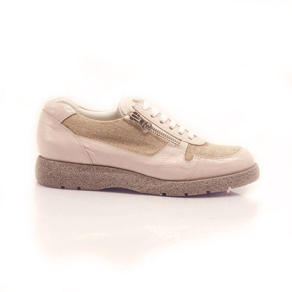 Figini - Sneakers extralight con lacci e doppia zip versione Beige - Figini Milano