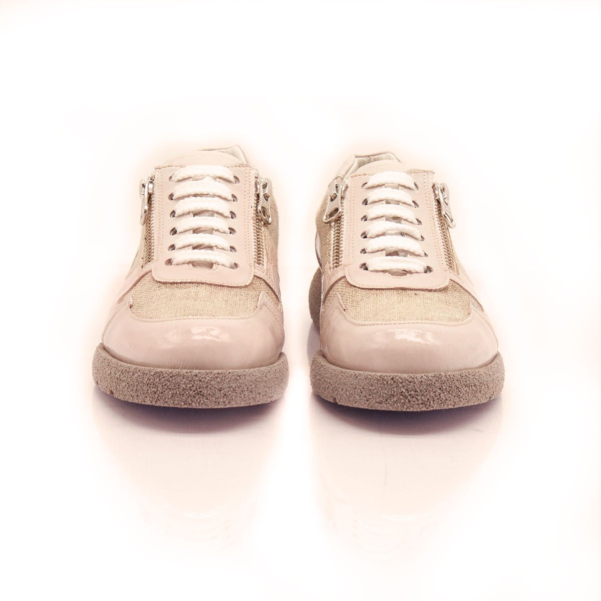 Figini - Sneakers extralight con lacci e doppia zip versione Beige - Figini Milano
