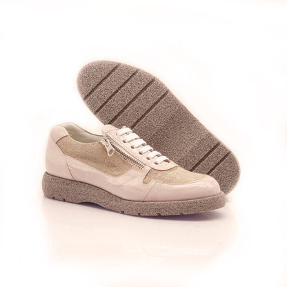 Figini - Sneakers extralight con lacci e doppia zip versione Beige - Figini Milano