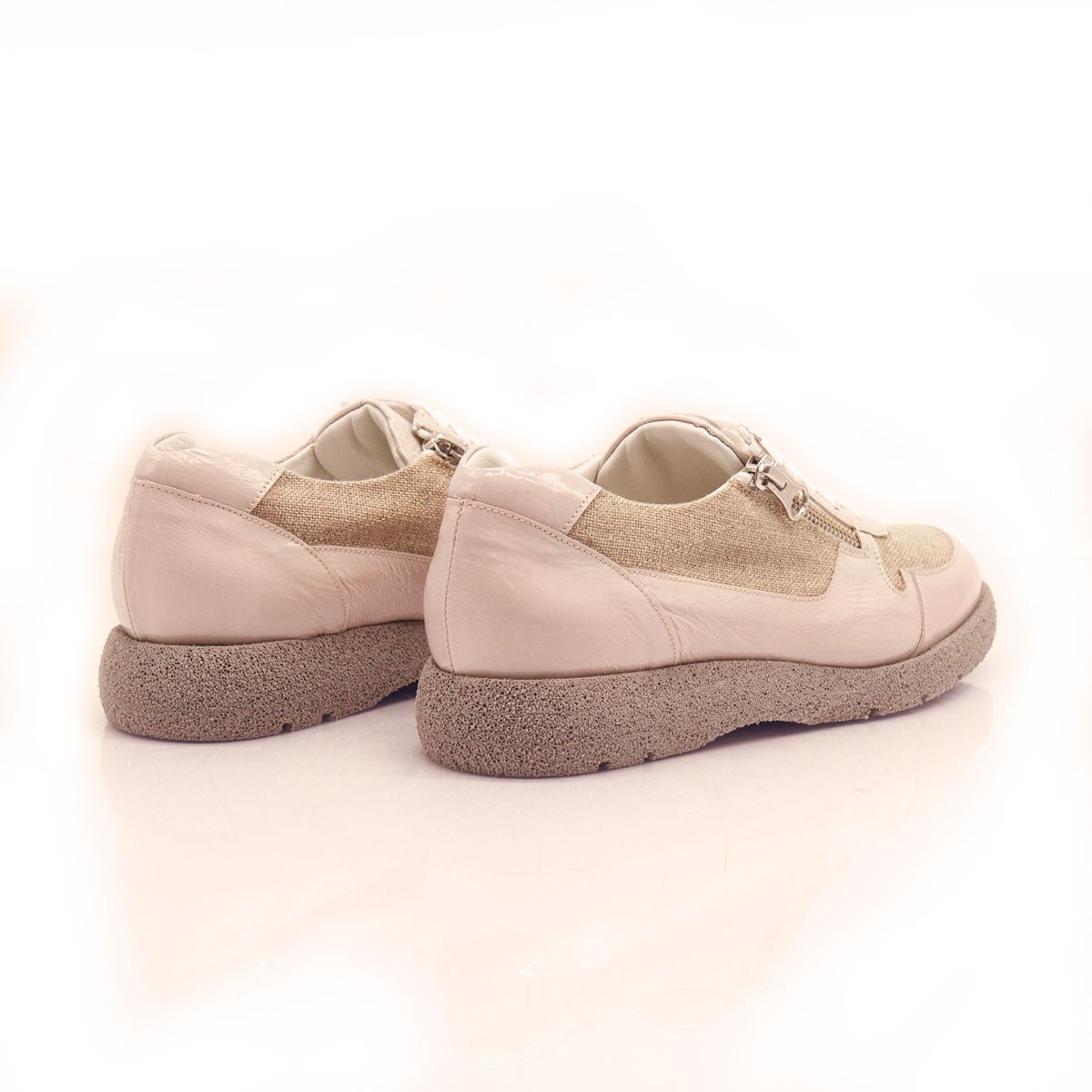 Figini - Sneakers extralight con lacci e doppia zip versione Beige - Figini Milano