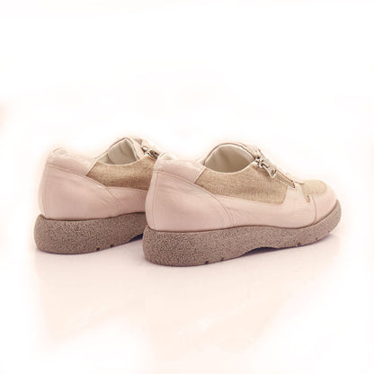 Figini - Sneakers extralight con lacci e doppia zip versione Beige - Figini Milano
