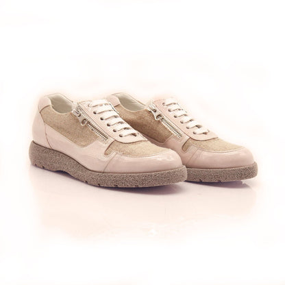 Figini - Sneakers extralight con lacci e doppia zip versione Beige - Figini Milano