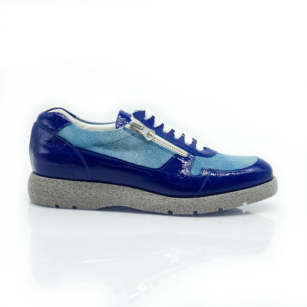 Figini - Sneakers extralight con lacci e doppia zip versione Blu - Figini Milano