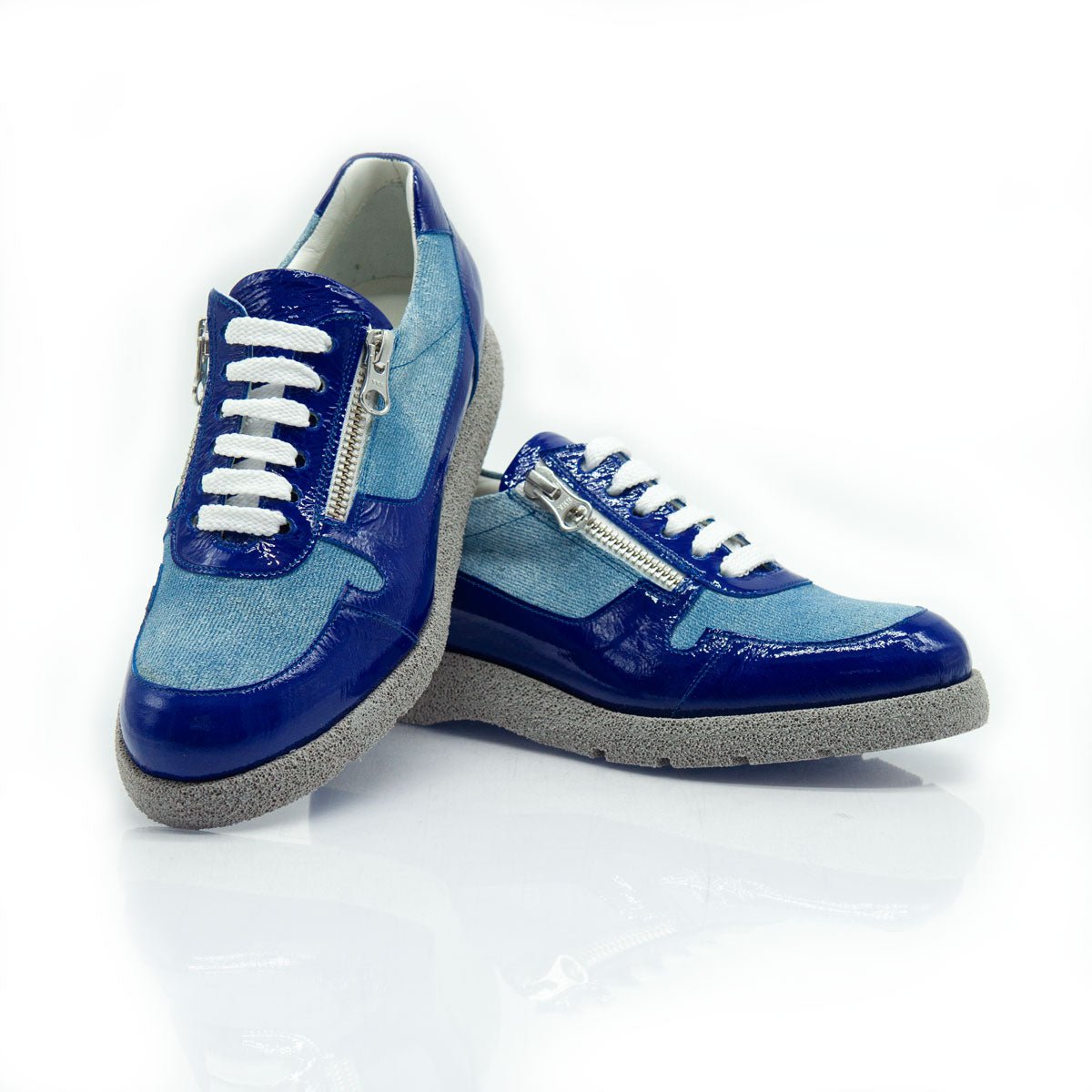 Figini - Sneakers extralight con lacci e doppia zip versione Blu - Figini Milano