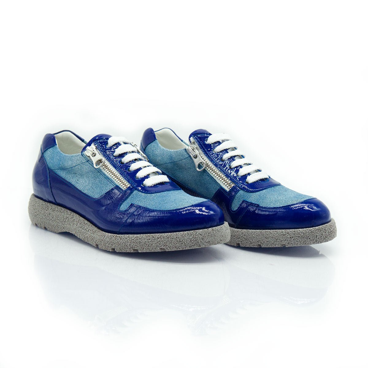 Figini - Sneakers extralight con lacci e doppia zip versione Blu - Figini Milano