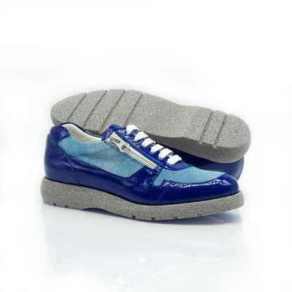 Figini - Sneakers extralight con lacci e doppia zip versione Blu - Figini Milano