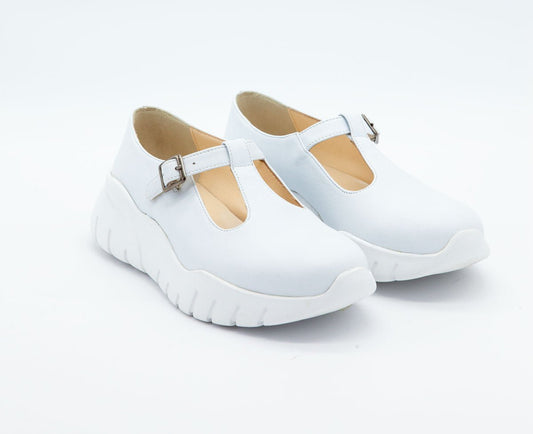 Figini - Sneakers Mary Jane in Nappa Bianca - Figini Milano
