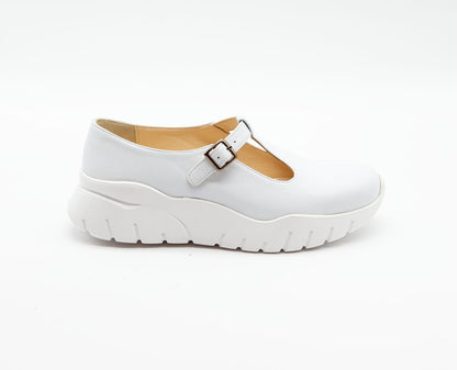 Figini - Sneakers Mary Jane in Nappa Bianca - Figini Milano
