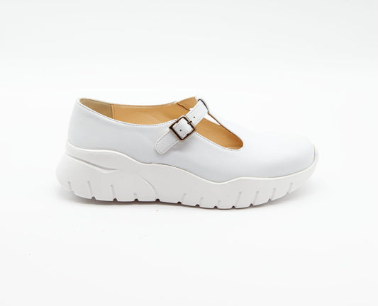Figini - Sneakers Mary Jane in Nappa Bianca - Figini Milano