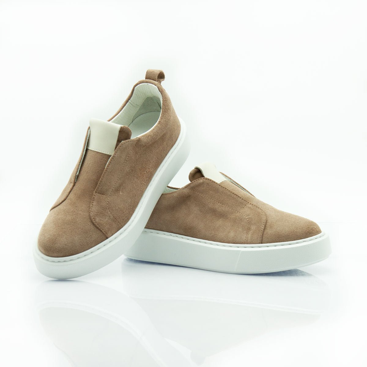 Figini - Sneakers Slip - on in camoscio taupe - Figini Milano