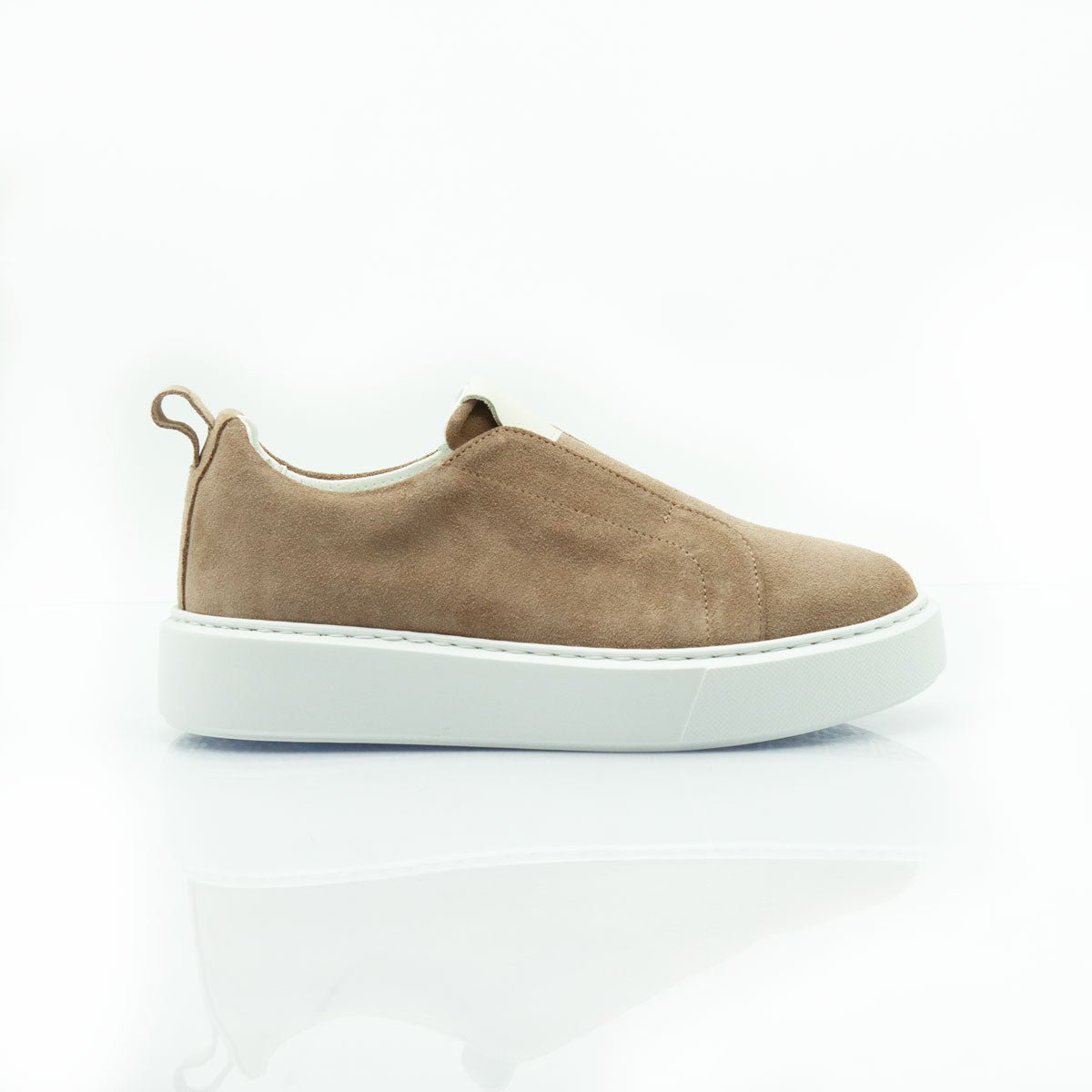 Figini - Sneakers Slip - on in camoscio taupe - Figini Milano