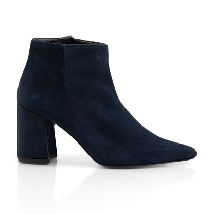Figini - Stivaletti a punta con tacco 7cm in camoscio blu - Figini Milano