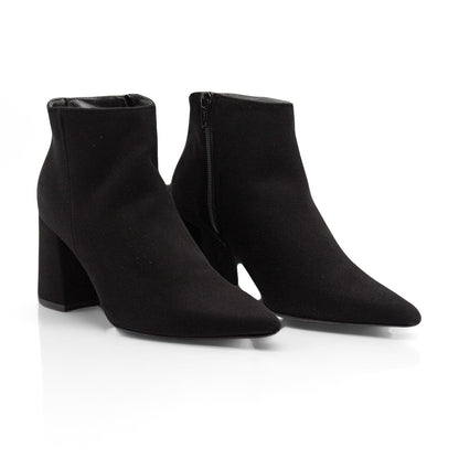 Figini - Stivaletti a punta con tacco 7cm in camoscio nero - Figini Milano
