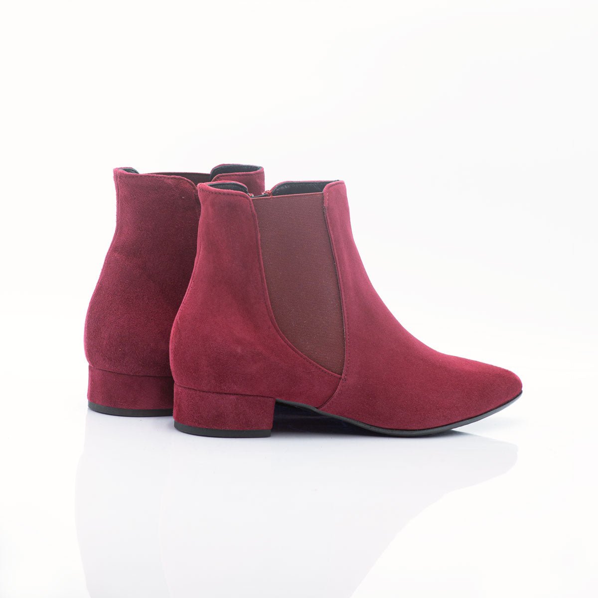Figini - Stivaletti a punta con zip e tacco 4 cm camoscio bordeaux - Figini Milano