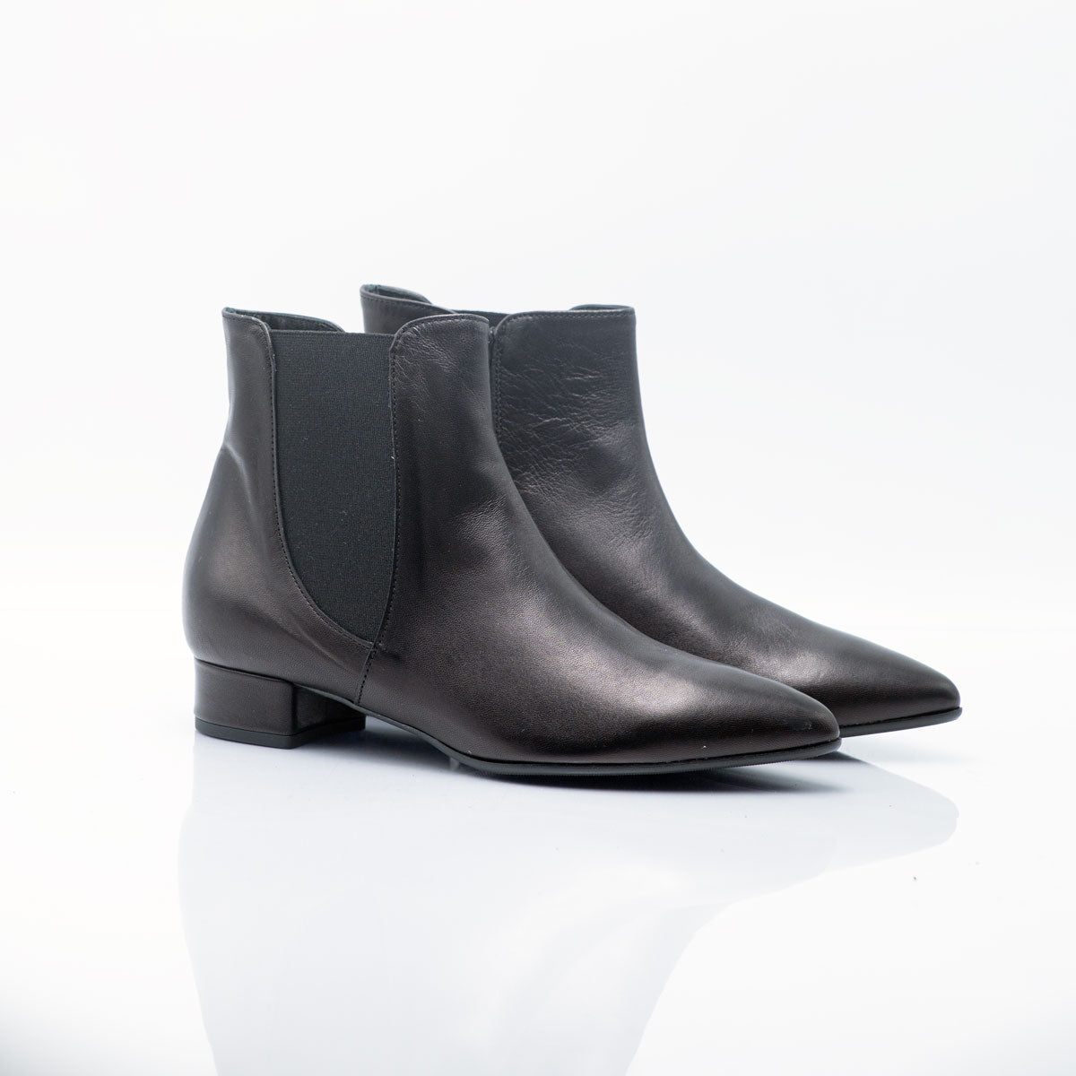 Figini - Stivaletti a punta con zip e tacco 4 cm nappa nero - Figini Milano