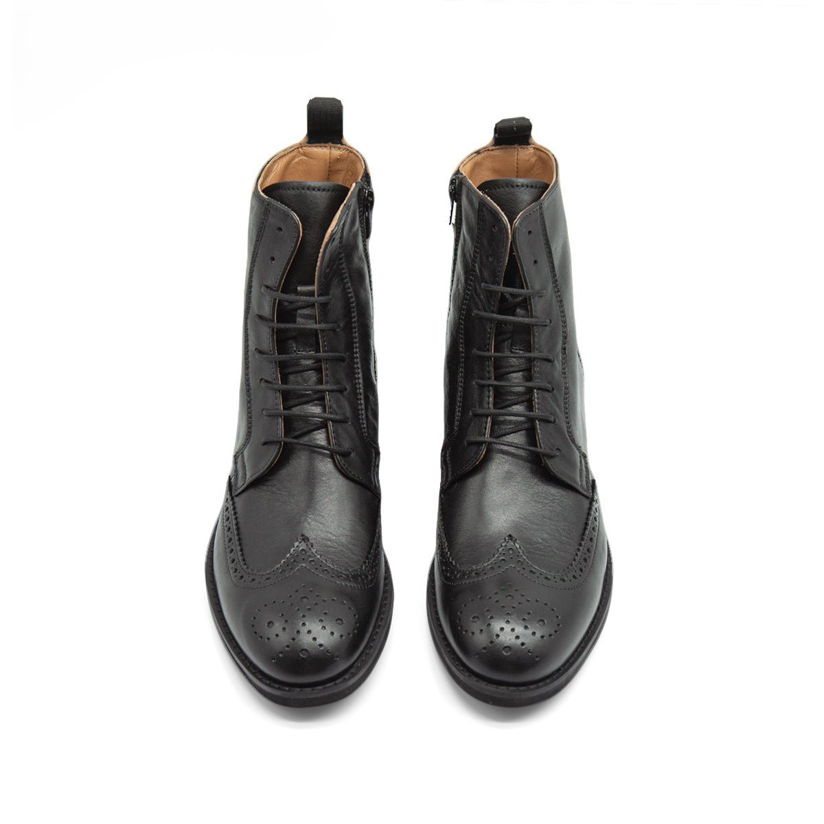 Figini - Stivaletti allacciati brogue in vitello nero - Figini Milano