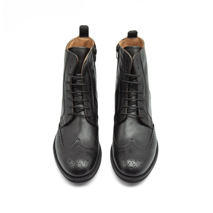 Figini - Stivaletti allacciati brogue in vitello nero - Figini Milano