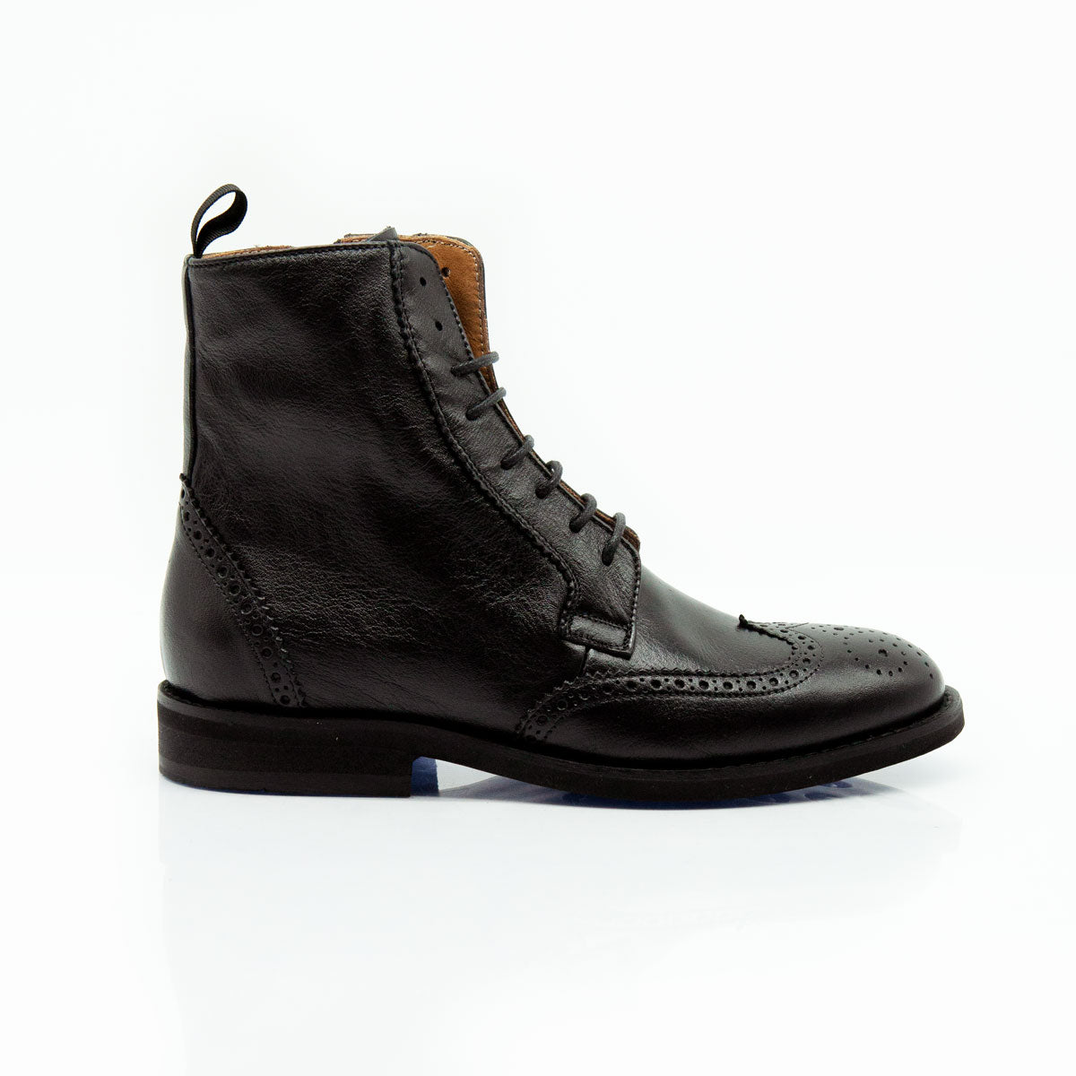 Figini - Stivaletti allacciati brogue in vitello nero - Figini Milano