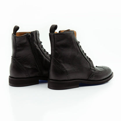 Figini - Stivaletti allacciati brogue in vitello nero - Figini Milano