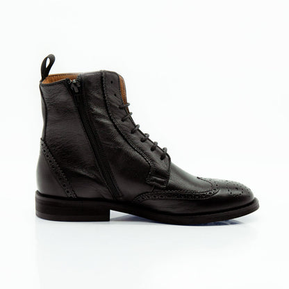 Figini - Stivaletti allacciati brogue in vitello nero - Figini Milano