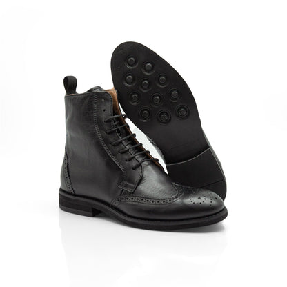 Figini - Stivaletti allacciati brogue in vitello nero - Figini Milano