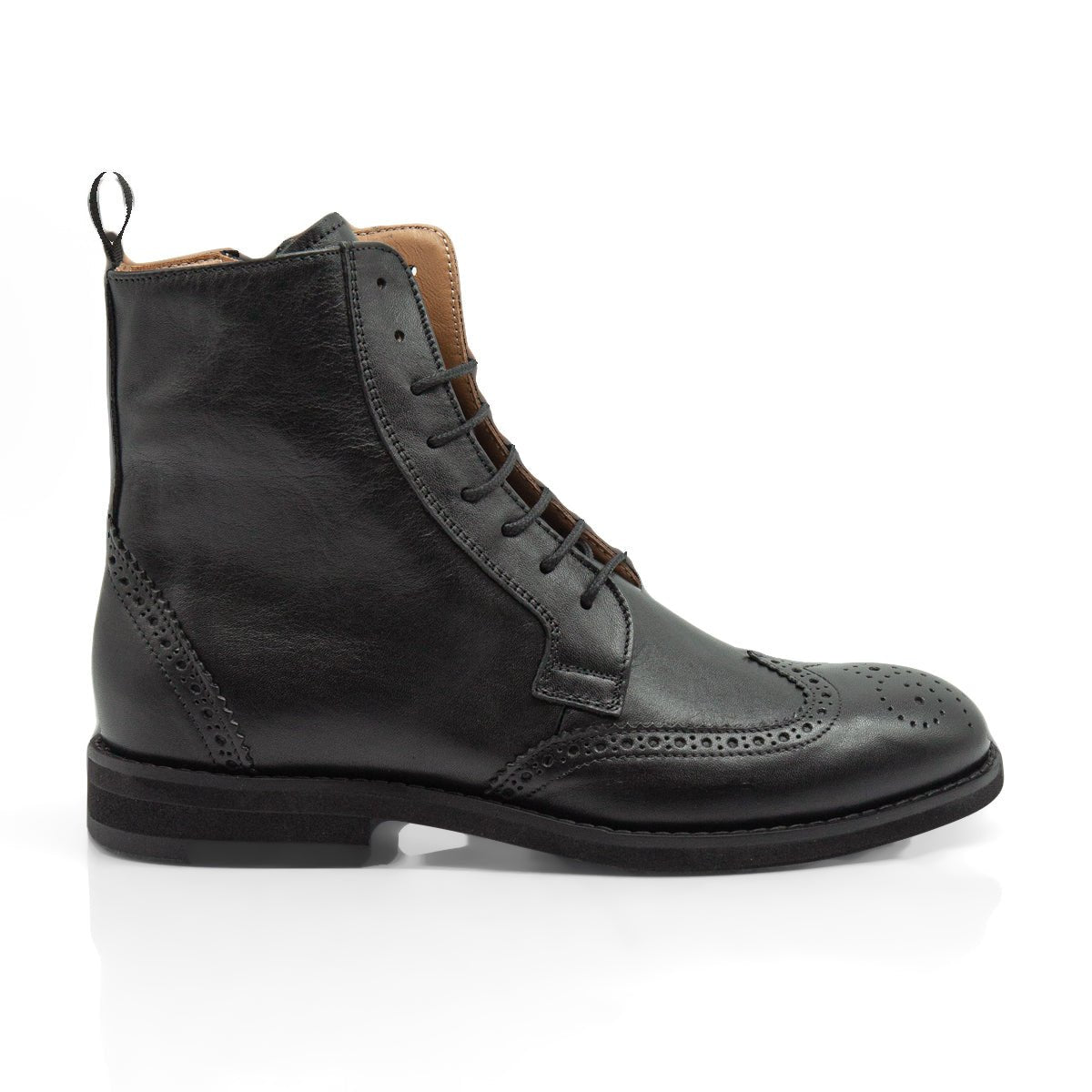 Figini - Stivaletti allacciati brogue in vitello nero - Figini Milano