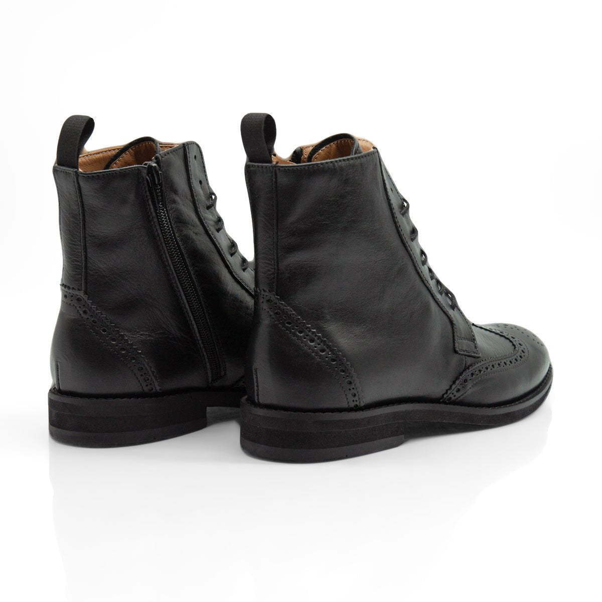 Figini - Stivaletti allacciati brogue in vitello nero - Figini Milano