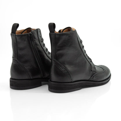 Figini - Stivaletti allacciati brogue in vitello nero - Figini Milano