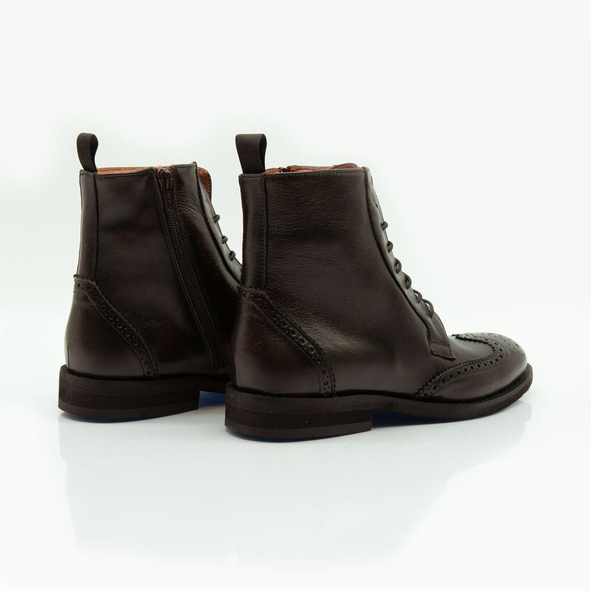 Figini - Stivaletti allacciati brogue in vitello testamoro - Figini Milano