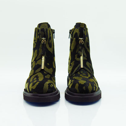 Figini - Stivaletti biker chunky in camoscio maculato nero - Figini Milano