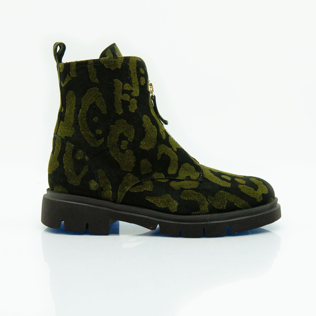 Figini - Stivaletti biker chunky in camoscio maculato nero - Figini Milano