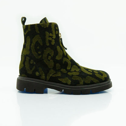 Figini - Stivaletti biker chunky in camoscio maculato nero - Figini Milano