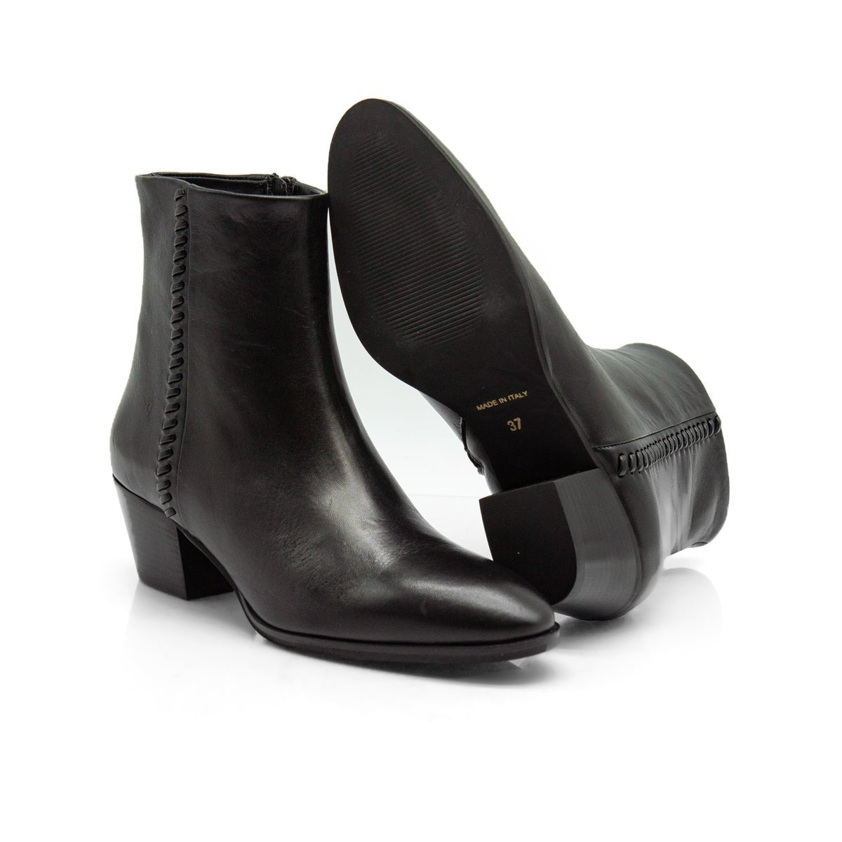 Figini - Stivaletti Camperos 5 cm in nappa bottalata nero - Figini Milano
